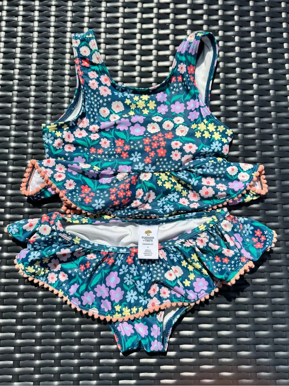 Tucker + Tate girls' Floral Peplum Tankini Swimsuit